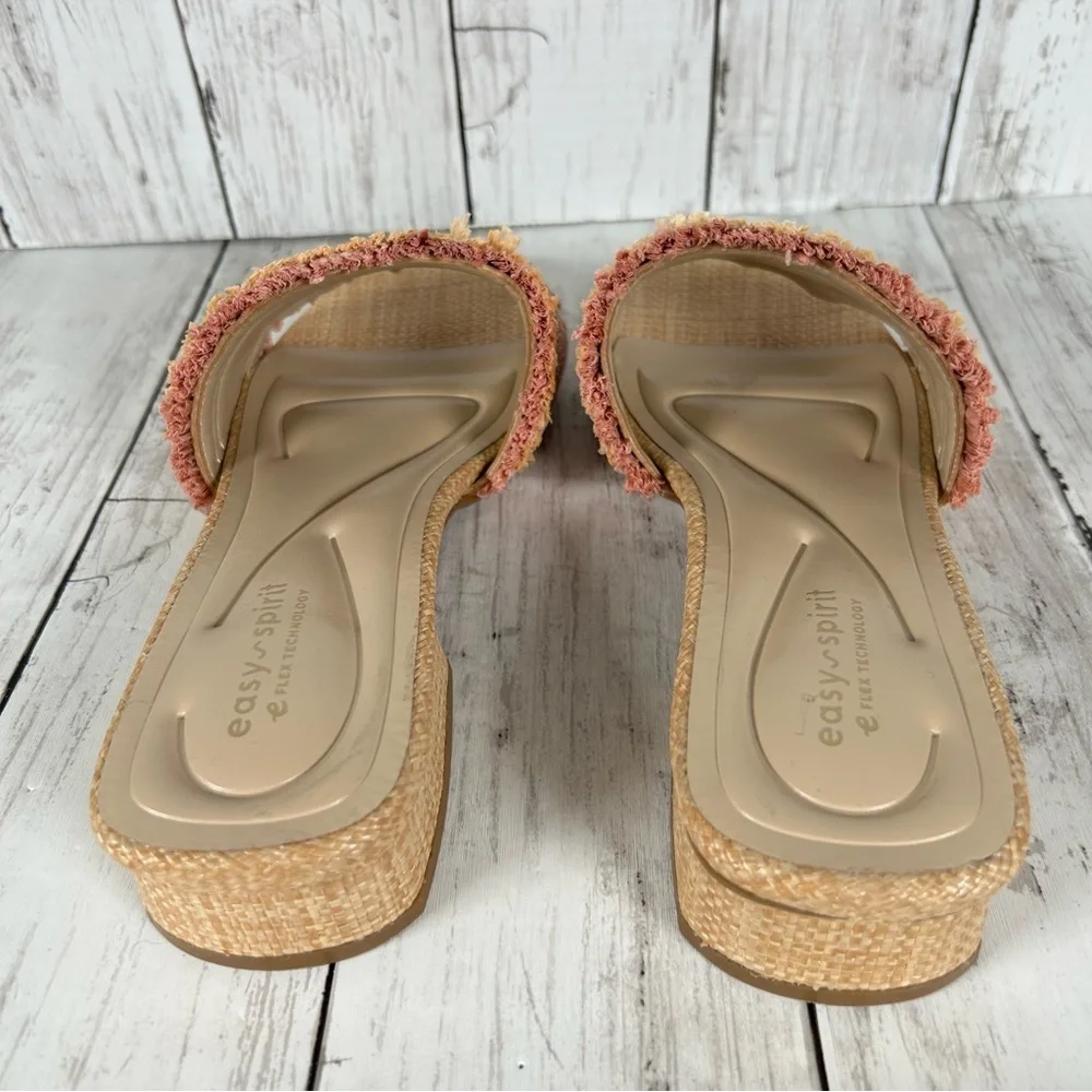 Easy Spirit Graciela Raffia Block Heel Comfort Slide Sandal 9.5 NEW